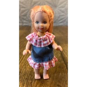 Simba Doll Toddler Doll 4.5 Inches Denim Plaid Dress Dollhouse Girl Replacement
